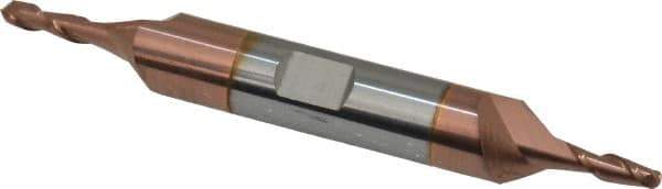 Accupro - 1/8" Diam, 3/8" LOC, 2 Flute Solid Carbide Ball End Mill - TiCN Finish, Double End, 3" OAL, 3/8" Shank Diam, Spiral Flute - Eagle Tool & Supply