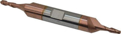 Accupro - 1/8" Diam, 3/8" LOC, 2 Flute Solid Carbide Ball End Mill - TiCN Finish, Double End, 3" OAL, 3/8" Shank Diam, Spiral Flute - Eagle Tool & Supply