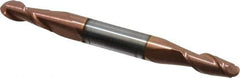 Accupro - 13/64" Diam, 1/2" LOC, 2 Flute Solid Carbide Ball End Mill - TiCN Finish, Double End, 2-1/2" OAL, 1/4" Shank Diam, Spiral Flute - Eagle Tool & Supply