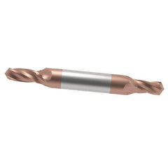Accupro - 1/4" Diam, 1/2" LOC, 2 Flute Solid Carbide Ball End Mill - TiCN Finish, Double End, 2-1/2" OAL, 1/4" Shank Diam, Spiral Flute - Eagle Tool & Supply