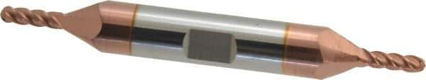 Accupro - 1/8" Diam, 3/8" LOC, 4 Flute Solid Carbide Ball End Mill - TiCN Finish, Double End, 3" OAL, 3/8" Shank Diam, Spiral Flute - Eagle Tool & Supply