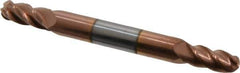 Accupro - 7/32" Diam, 7/16" LOC, 4 Flute Solid Carbide Ball End Mill - TiCN Finish, Double End, 2-1/2" OAL, 1/4" Shank Diam, Spiral Flute - Eagle Tool & Supply