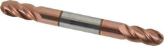 Accupro - 1/4" Diam, 1/2" LOC, 4 Flute Solid Carbide Ball End Mill - TiCN Finish, Double End, 2-1/2" OAL, 1/4" Shank Diam, Spiral Flute - Eagle Tool & Supply