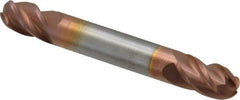 Accupro - 5/16" Diam, 1/2" LOC, 4 Flute Solid Carbide Ball End Mill - TiCN Finish, Double End, 2-1/2" OAL, 5/16" Shank Diam, Spiral Flute - Eagle Tool & Supply