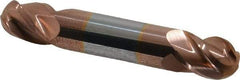 Accupro - 1/2" Diam, 5/8" LOC, 4 Flute Solid Carbide Ball End Mill - TiCN Finish, Double End, 3" OAL, 1/2" Shank Diam, Spiral Flute - Eagle Tool & Supply