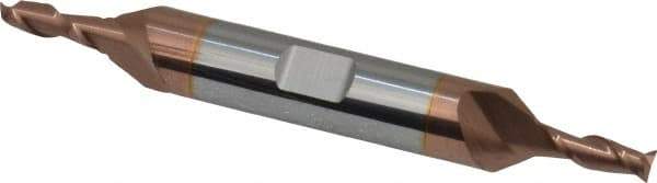 Accupro - 5/32", 7/16" LOC, 3/8" Shank Diam, 3" OAL, 2 Flute, Solid Carbide Square End Mill - Double End, TiCN Finish, Spiral Flute, 40° Helix, Centercutting, Right Hand Cut, Right Hand Flute - Eagle Tool & Supply