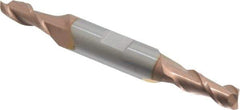 Accupro - 1/4", 5/8" LOC, 3/8" Shank Diam, 3" OAL, 2 Flute, Solid Carbide Square End Mill - Double End, TiCN Finish, Spiral Flute, 40° Helix, Centercutting, Right Hand Cut, Right Hand Flute - Eagle Tool & Supply