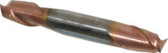Accupro - 3/8", 1/2" LOC, 3/8" Shank Diam, 2-1/2" OAL, 2 Flute, Solid Carbide Square End Mill - Double End, TiCN Finish, Spiral Flute, 40° Helix, Centercutting, Right Hand Cut, Right Hand Flute - Eagle Tool & Supply