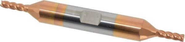 Accupro - 1/8", 3/8" LOC, 3/8" Shank Diam, 3" OAL, 4 Flute, Solid Carbide Square End Mill - Double End, TiCN Finish, Spiral Flute, 40° Helix, Centercutting, Right Hand Cut, Right Hand Flute - Eagle Tool & Supply