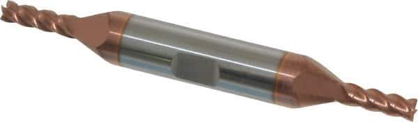 Accupro - 5/32", 7/16" LOC, 3/8" Shank Diam, 3" OAL, 4 Flute, Solid Carbide Square End Mill - Double End, TiCN Finish, Spiral Flute, 40° Helix, Centercutting, Right Hand Cut, Right Hand Flute - Eagle Tool & Supply