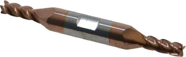 Accupro - 7/32", 9/16" LOC, 3/8" Shank Diam, 3" OAL, 4 Flute, Solid Carbide Square End Mill - Double End, TiCN Finish, Spiral Flute, 40° Helix, Centercutting, Right Hand Cut, Right Hand Flute - Eagle Tool & Supply