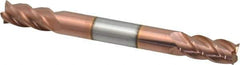 Accupro - 1/4", 1/2" LOC, 1/4" Shank Diam, 2-1/2" OAL, 4 Flute, Solid Carbide Square End Mill - Double End, TiCN Finish, Spiral Flute, 40° Helix, Centercutting, Right Hand Cut, Right Hand Flute - Eagle Tool & Supply