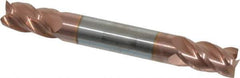 Accupro - 5/16", 1/2" LOC, 5/16" Shank Diam, 2-1/2" OAL, 4 Flute, Solid Carbide Square End Mill - Double End, TiCN Finish, Spiral Flute, 40° Helix, Centercutting, Right Hand Cut, Right Hand Flute - Eagle Tool & Supply