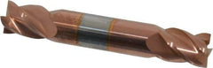 Accupro - 7/16", 9/16" LOC, 7/16" Shank Diam, 2-3/4" OAL, 4 Flute, Solid Carbide Square End Mill - Double End, TiCN Finish, Spiral Flute, 40° Helix, Centercutting, Right Hand Cut, Right Hand Flute - Eagle Tool & Supply