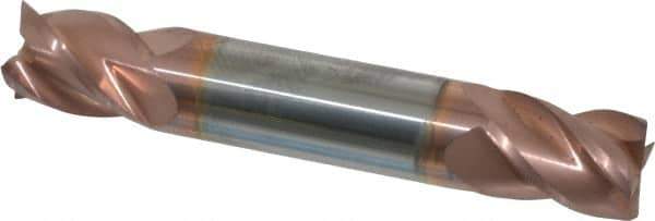 Accupro - 1/2", 5/8" LOC, 1/2" Shank Diam, 3" OAL, 4 Flute, Solid Carbide Square End Mill - Double End, TiCN Finish, Spiral Flute, 40° Helix, Centercutting, Right Hand Cut, Right Hand Flute - Eagle Tool & Supply