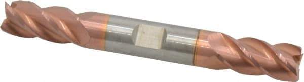 Accupro - 1/2", 1" LOC, 1/2" Shank Diam, 4" OAL, 4 Flute, Solid Carbide Square End Mill - Double End, TiCN Finish, Spiral Flute, 40° Helix, Centercutting, Right Hand Cut, Right Hand Flute - Eagle Tool & Supply