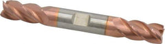 Accupro - 1/2", 1" LOC, 1/2" Shank Diam, 4" OAL, 4 Flute, Solid Carbide Square End Mill - Double End, TiCN Finish, Spiral Flute, 40° Helix, Centercutting, Right Hand Cut, Right Hand Flute - Eagle Tool & Supply