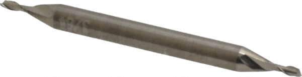 Accupro - 3/64", 3/32" LOC, 1/8" Shank Diam, 1-1/2" OAL, 2 Flute, Solid Carbide Square End Mill - Double End, Uncoated, Spiral Flute, 30° Helix, Centercutting, Right Hand Cut, Right Hand Flute - Eagle Tool & Supply