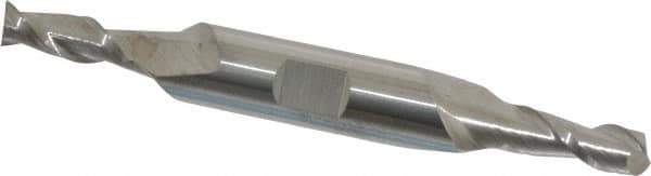 Accupro - 7/32", 9/16" LOC, 3/8" Shank Diam, 3" OAL, 2 Flute, Solid Carbide Square End Mill - Double End, Uncoated, Spiral Flute, 40° Helix, Centercutting, Right Hand Cut, Right Hand Flute - Eagle Tool & Supply