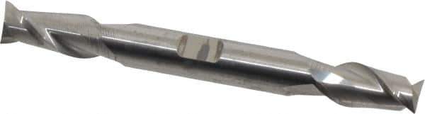 Accupro - 3/8", 3/4" LOC, 3/8" Shank Diam, 3-1/2" OAL, 2 Flute, Solid Carbide Square End Mill - Double End, Uncoated, Spiral Flute, 40° Helix, Centercutting, Right Hand Cut, Right Hand Flute - Eagle Tool & Supply
