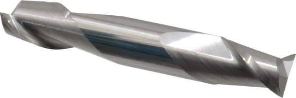 Accupro - 7/16", 9/16" LOC, 7/16" Shank Diam, 2-3/4" OAL, 2 Flute, Solid Carbide Square End Mill - Double End, Uncoated, Spiral Flute, 40° Helix, Centercutting, Right Hand Cut, Right Hand Flute - Eagle Tool & Supply