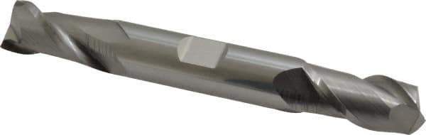 Accupro - 1/2", 1" LOC, 1/2" Shank Diam, 4" OAL, 2 Flute, Solid Carbide Square End Mill - Double End, Uncoated, Spiral Flute, 40° Helix, Centercutting, Right Hand Cut, Right Hand Flute - Eagle Tool & Supply