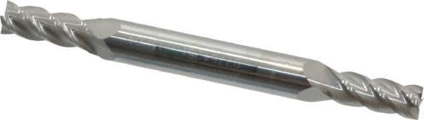 Accupro - 13/64", 1/2" LOC, 1/4" Shank Diam, 2-1/2" OAL, 4 Flute, Solid Carbide Square End Mill - Double End, Uncoated, Spiral Flute, 40° Helix, Centercutting, Right Hand Cut, Right Hand Flute - Eagle Tool & Supply