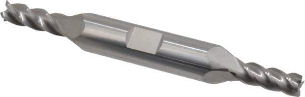 Accupro - 7/32", 9/16" LOC, 3/8" Shank Diam, 3" OAL, 4 Flute, Solid Carbide Square End Mill - Double End, Uncoated, Spiral Flute, 40° Helix, Centercutting, Right Hand Cut, Right Hand Flute - Eagle Tool & Supply