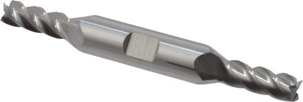 Accupro - 1/4", 5/8" LOC, 3/8" Shank Diam, 3" OAL, 4 Flute, Solid Carbide Square End Mill - Double End, Uncoated, Spiral Flute, 40° Helix, Centercutting, Right Hand Cut, Right Hand Flute - Eagle Tool & Supply