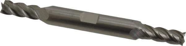 Accupro - 9/32", 11/16" LOC, 3/8" Shank Diam, 3-1/2" OAL, 4 Flute, Solid Carbide Square End Mill - Double End, Uncoated, Spiral Flute, 40° Helix, Centercutting, Right Hand Cut, Right Hand Flute - Eagle Tool & Supply