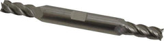 Accupro - 9/32", 11/16" LOC, 3/8" Shank Diam, 3-1/2" OAL, 4 Flute, Solid Carbide Square End Mill - Double End, Uncoated, Spiral Flute, 40° Helix, Centercutting, Right Hand Cut, Right Hand Flute - Eagle Tool & Supply