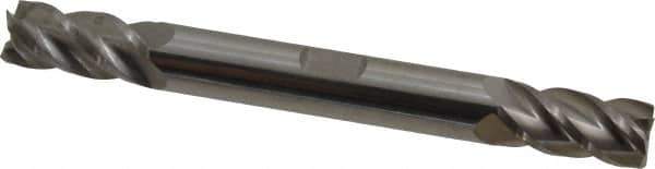 Accupro - 3/8", 3/4" LOC, 3/8" Shank Diam, 3-1/2" OAL, 4 Flute, Solid Carbide Square End Mill - Double End, Uncoated, Spiral Flute, 40° Helix, Centercutting, Right Hand Cut, Right Hand Flute - Eagle Tool & Supply