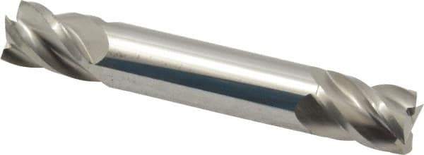 Accupro - 7/16", 9/16" LOC, 7/16" Shank Diam, 2-3/4" OAL, 4 Flute, Solid Carbide Square End Mill - Double End, Uncoated, Spiral Flute, 40° Helix, Centercutting, Right Hand Cut, Right Hand Flute - Eagle Tool & Supply