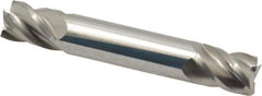 Accupro - 7/16", 9/16" LOC, 7/16" Shank Diam, 2-3/4" OAL, 4 Flute, Solid Carbide Square End Mill - Double End, Uncoated, Spiral Flute, 40° Helix, Centercutting, Right Hand Cut, Right Hand Flute - Eagle Tool & Supply
