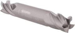 Accupro - 1/2", 5/8" LOC, 1/2" Shank Diam, 3" OAL, 4 Flute, Solid Carbide Square End Mill - Double End, Uncoated, Spiral Flute, 40° Helix, Centercutting, Right Hand Cut, Right Hand Flute - Eagle Tool & Supply