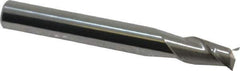 Accupro - 15/64", 3/8" LOC, 1/4" Shank Diam, 2" OAL, 2 Flute, Solid Carbide Square End Mill - Single End, Uncoated, Spiral Flute, 40° Helix, Centercutting, Right Hand Cut, Right Hand Flute - Eagle Tool & Supply