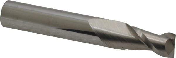 Accupro - 9/32", 1/2" LOC, 5/16" Shank Diam, 2" OAL, 2 Flute, Solid Carbide Square End Mill - Single End, Uncoated, Spiral Flute, 40° Helix, Centercutting, Right Hand Cut, Right Hand Flute - Eagle Tool & Supply