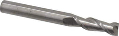Accupro - 7/16", 1-3/8" LOC, 7/16" Shank Diam, 4" OAL, 2 Flute, Solid Carbide Square End Mill - Single End, Uncoated, Spiral Flute, 40° Helix, Centercutting, Right Hand Cut, Right Hand Flute - Eagle Tool & Supply