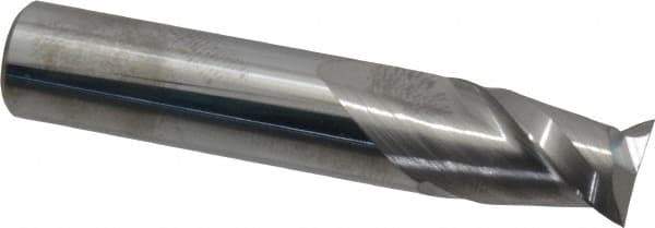 Accupro - 9/16", 7/8" LOC, 9/16" Shank Diam, 3" OAL, 2 Flute, Solid Carbide Square End Mill - Single End, Uncoated, Spiral Flute, 40° Helix, Centercutting, Right Hand Cut, Right Hand Flute - Eagle Tool & Supply