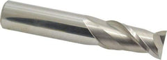 Accupro - 5/8", 1-1/4" LOC, 5/8" Shank Diam, 3-1/2" OAL, 2 Flute, Solid Carbide Square End Mill - Single End, Uncoated, Spiral Flute, 40° Helix, Centercutting, Right Hand Cut, Right Hand Flute - Eagle Tool & Supply