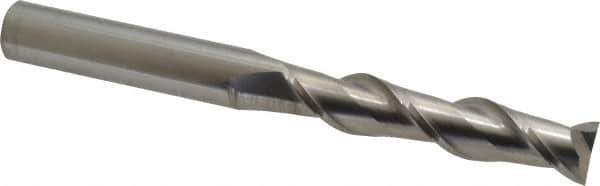 Accupro - 5/8", 3" LOC, 5/8" Shank Diam, 6" OAL, 2 Flute, Solid Carbide Square End Mill - Single End, Uncoated, Spiral Flute, 40° Helix, Centercutting, Right Hand Cut, Right Hand Flute - Eagle Tool & Supply