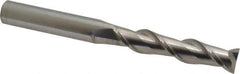Accupro - 5/8", 3" LOC, 5/8" Shank Diam, 6" OAL, 2 Flute, Solid Carbide Square End Mill - Single End, Uncoated, Spiral Flute, 40° Helix, Centercutting, Right Hand Cut, Right Hand Flute - Eagle Tool & Supply