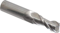 Accupro - 11/16", 1-1/2" LOC, 3/4" Shank Diam, 4" OAL, 2 Flute, Solid Carbide Square End Mill - Single End, Uncoated, Spiral Flute, 40° Helix, Centercutting, Right Hand Cut, Right Hand Flute - Eagle Tool & Supply