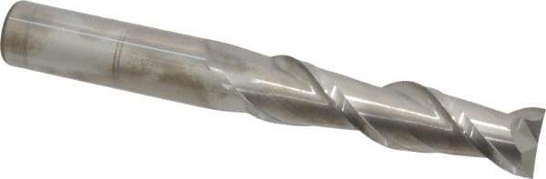 Accupro - 3/4", 3" LOC, 3/4" Shank Diam, 6" OAL, 2 Flute, Solid Carbide Square End Mill - Single End, Uncoated, Spiral Flute, 40° Helix, Centercutting, Right Hand Cut, Right Hand Flute - Eagle Tool & Supply