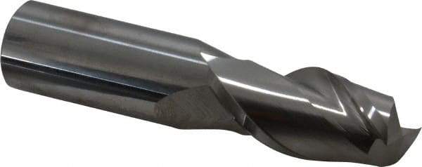 Accupro - 7/8", 1-3/4" LOC, 7/8" Shank Diam, 4" OAL, 2 Flute, Solid Carbide Square End Mill - Single End, Uncoated, Spiral Flute, 40° Helix, Centercutting, Right Hand Cut, Right Hand Flute - Eagle Tool & Supply