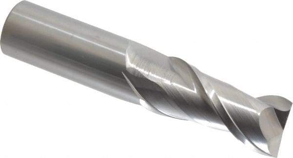 Accupro - 1", 2-1/4" LOC, 1" Shank Diam, 5" OAL, 2 Flute, Solid Carbide Square End Mill - Single End, Uncoated, Spiral Flute, 40° Helix, Centercutting, Right Hand Cut, Right Hand Flute - Eagle Tool & Supply