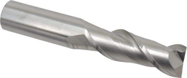 Accupro - 1", 3" LOC, 1" Shank Diam, 6" OAL, 2 Flute, Solid Carbide Square End Mill - Single End, Uncoated, Spiral Flute, 40° Helix, Centercutting, Right Hand Cut, Right Hand Flute - Eagle Tool & Supply