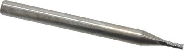 Accupro - 3/64", 9/64" LOC, 1/8" Shank Diam, 1-1/2" OAL, 4 Flute, Solid Carbide Square End Mill - Single End, Uncoated, Spiral Flute, 30° Helix, Centercutting, Right Hand Cut, Right Hand Flute - Eagle Tool & Supply