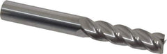 Accupro - 3/8", 1-3/8" LOC, 3/8" Shank Diam, 3" OAL, 4 Flute, Solid Carbide Square End Mill - Single End, Uncoated, Spiral Flute, 40° Helix, Centercutting, Right Hand Cut, Right Hand Flute - Eagle Tool & Supply