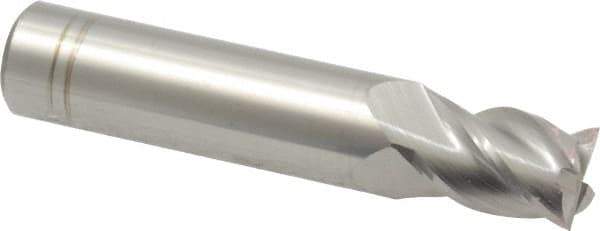 Accupro - 29/64", 5/8" LOC, 1/2" Shank Diam, 2-1/2" OAL, 4 Flute, Solid Carbide Square End Mill - Single End, Uncoated, Spiral Flute, 40° Helix, Centercutting, Right Hand Cut, Right Hand Flute - Eagle Tool & Supply